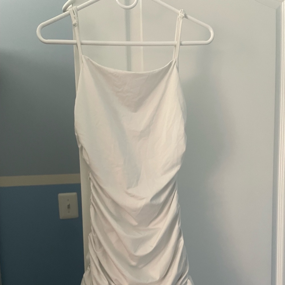 SHEIN White Ruched Mini Dress